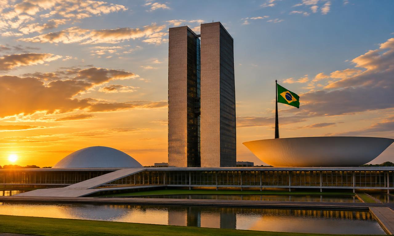 Congresso Nacional em Brasília ao pôr do sol